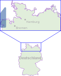Kartendarstellung des Ausdehnungsbereiches vom Portal Tideems Kartendarstellung des Ausdehnungsbereiches vom Portal Tideems