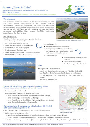 Poster: Projekt „Zukunft Eider“ - Wasserwirtschaftliche und wasserbauliche Systemstudie des Eider-Treene-Systems Poster: Projekt „Zukunft Eider“ - Wasserwirtschaftliche und wasserbauliche Systemstudie des Eider-Treene-Systems